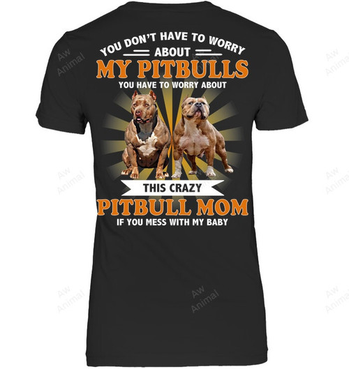Don't Mess With My Pitbull Baby Funny Pitbull Mom Dog Lover Backside Women Sweatshirt Hoodie Long Sleeve T-Shirt