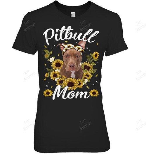 Womens Cute Pitbull Mom Sunflower Dog Mom Mother's Day Women Sweatshirt Hoodie Long Sleeve T-Shirt