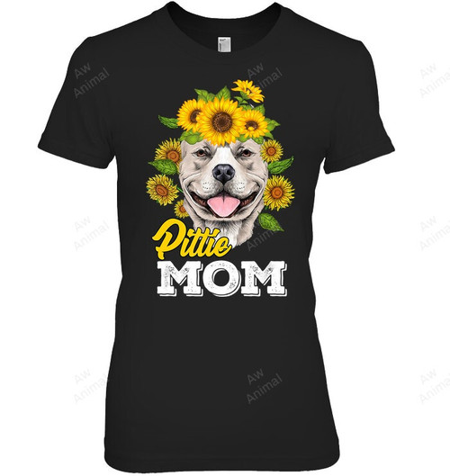 Pitbull Pittie Mom With Sunflower Women Sweatshirt Hoodie Long Sleeve T-Shirt