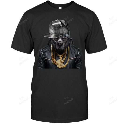 Black Pit Bull Rapper As Hip Hop Artist Dog Men Sweatshirt Hoodie Long Sleeve T-Shirt