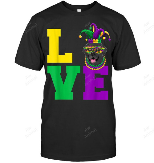 Funny Mardi Gras Dog Apparel Labrador Love Sweatshirt Hoodie Long Sleeve Men Women T-Shirt