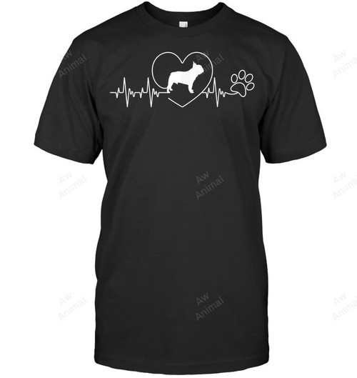 French Bulldog Dog Heartbeat With Paw Sweatshirt Hoodie Long Sleeve Men Women T-Shirt
