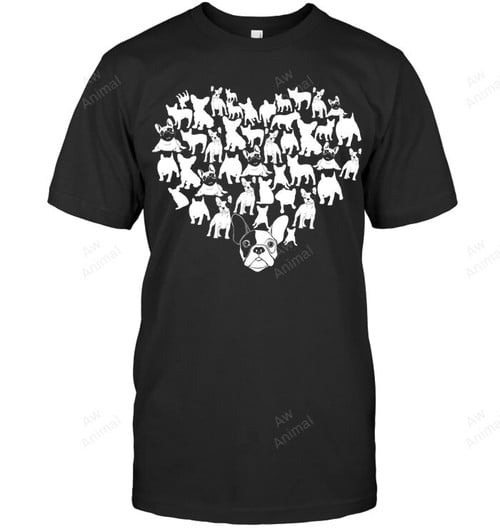 French Bulldog Love Shaped In Heart Sweatshirt Hoodie Long Sleeve Men Women T-Shirt