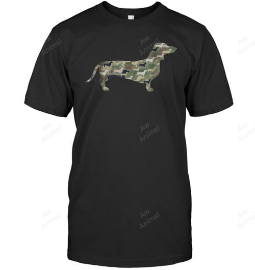 Dachshund Dog Camo Army Style Silhouette Sweatshirt Hoodie Long Sleeve Men Women T-Shirt