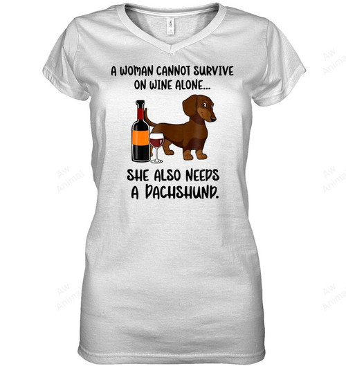 Funny Wine And Dachshund For Doxie Dog Mom Women Sweatshirt Hoodie Long Sleeve T-Shirt