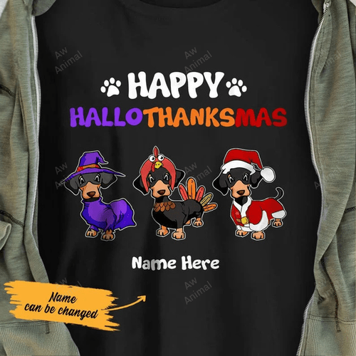 Personalized Halloween Thanksgiving Christmas Dachshund (enter 'name' in the note box)