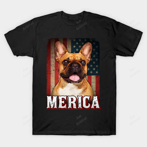 Merica french bulldog with american flag background