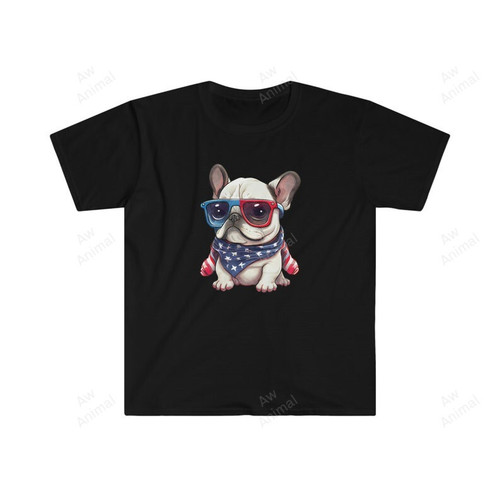 Cute French Bulldog Wearing A Sunglass With American Flag Happy 4th Of July