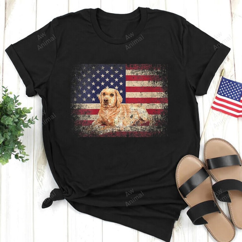American Flag With Labrador Happy 4th Of July