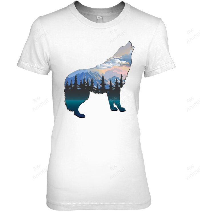 Wolf Howling In Natural Women Tank Top V-Neck T-Shirt