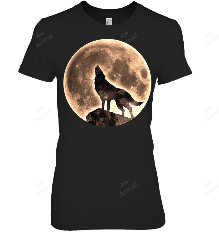 Wolf Howling At Moon Women Tank Top V-Neck T-Shirt