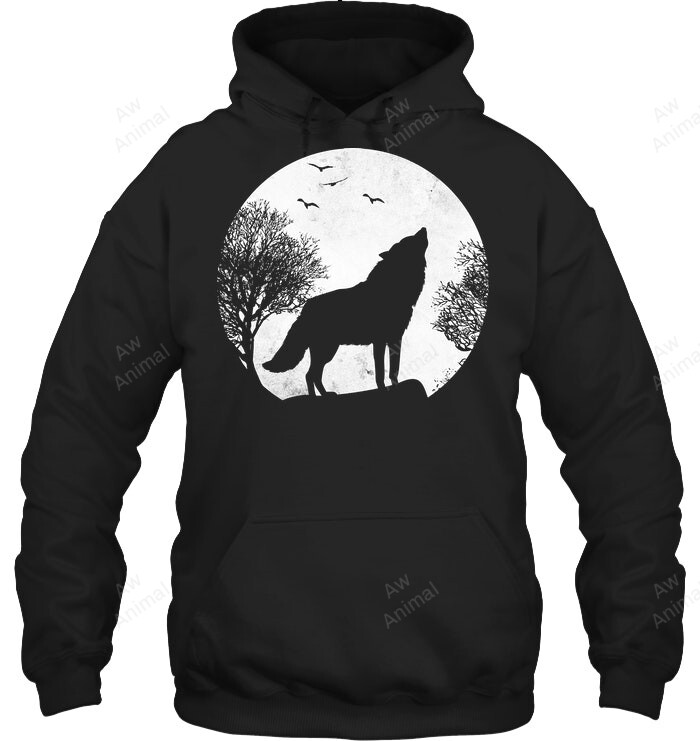 Wolf Big Moon Graphics Sweatshirt Hoodie Long Sleeve