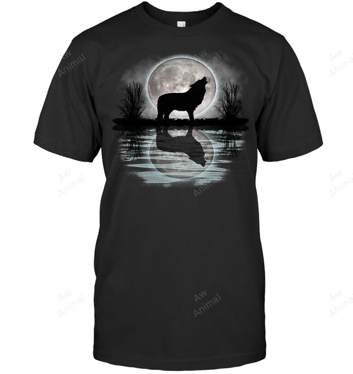 Wolf Howling At Moon Men Tank Top V-Neck T-Shirt