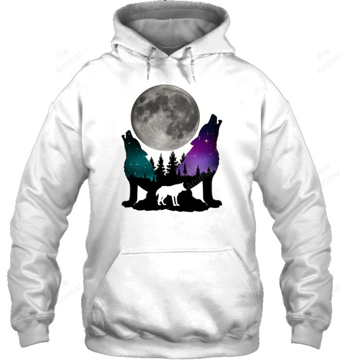 Wolf Howling Natural Sweatshirt Hoodie Long Sleeve