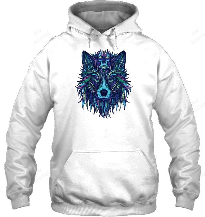 Wolf Face Sweatshirt Hoodie Long Sleeve