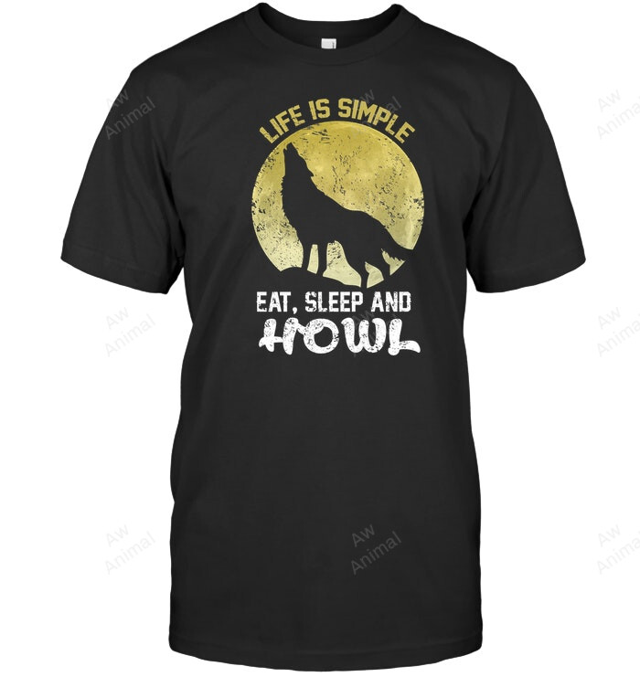 Eat Sleep And Howl Wolf Vintage Grunge Halloween Men Tank Top V-Neck T-Shirt