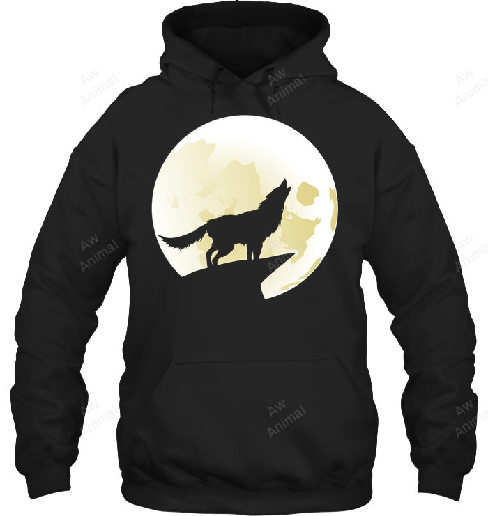 Wolf Howling At The Moon 2 Sweatshirt Hoodie Long Sleeve