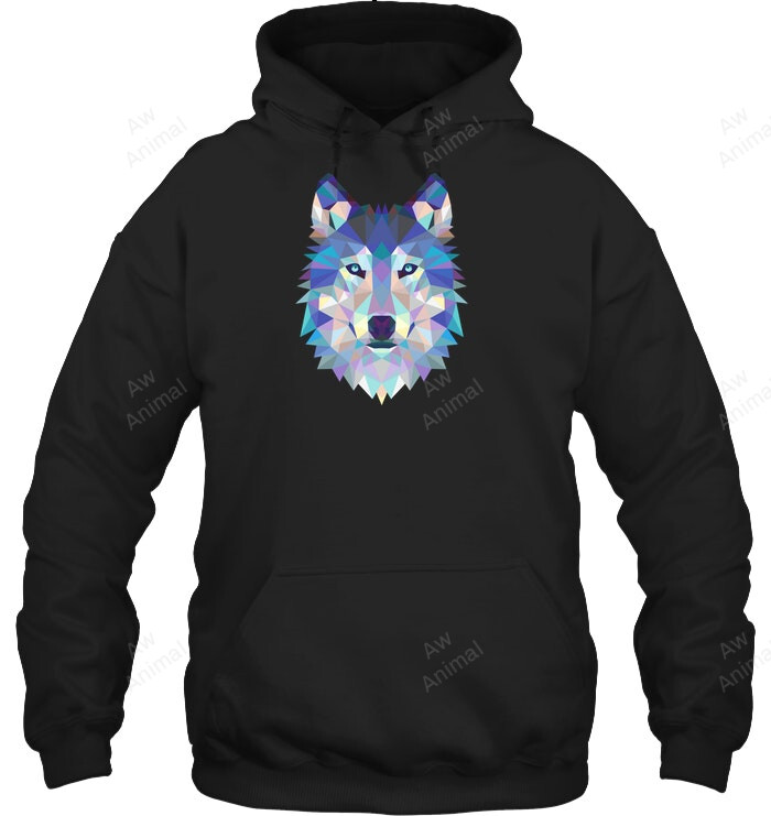 Cool Unique Wolf Geometric Graphic Animal Sweatshirt Hoodie Long Sleeve