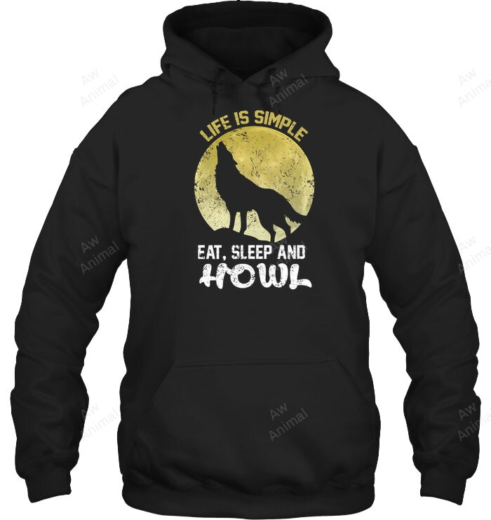 Eat Sleep And Howl Wolf Vintage Grunge Halloween Sweatshirt Hoodie Long Sleeve