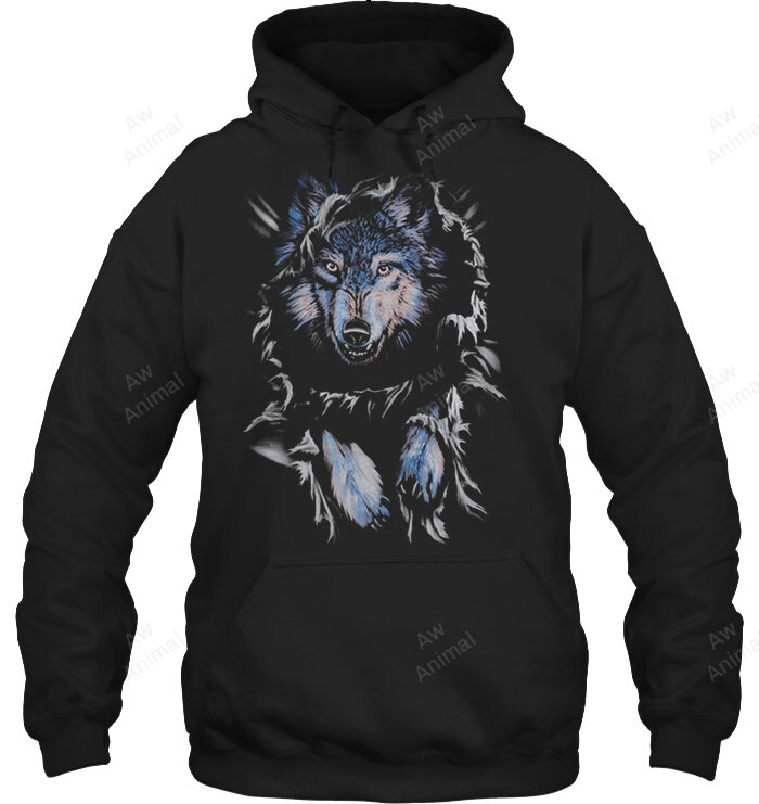 Wolf Face Sweatshirt Hoodie Long Sleeve