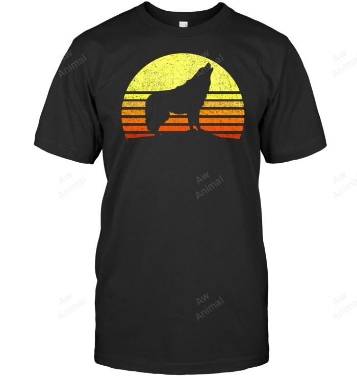Alpha Wolf Retro Vintage Sun I Love Wolves Men Tank Top V-Neck T-Shirt