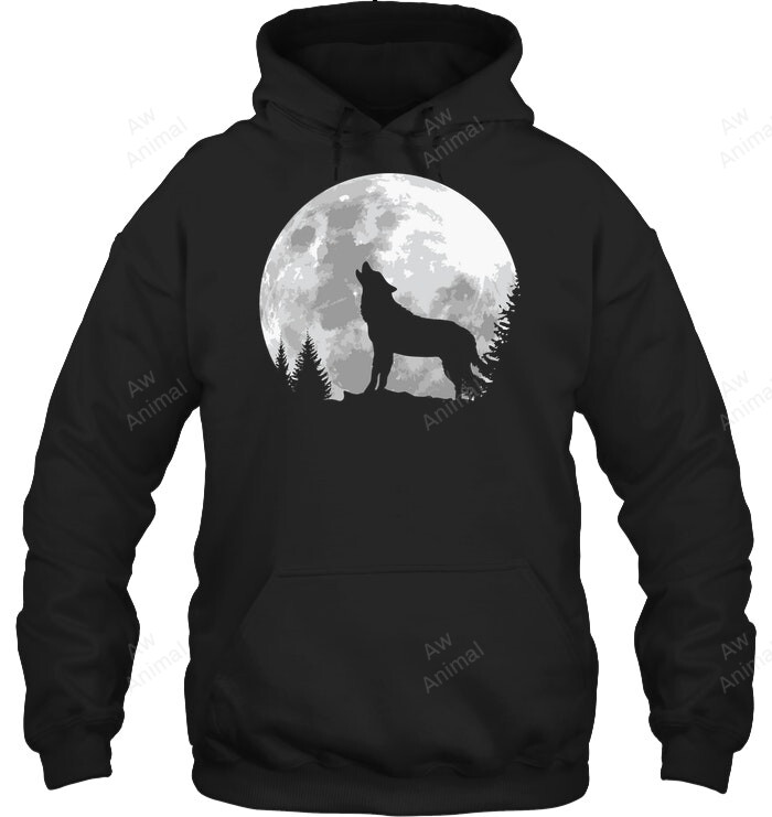 Wolf Full Moon Forest Howling Nature Sweatshirt Hoodie Long Sleeve
