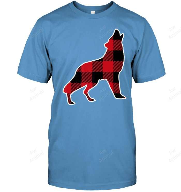 Wolf Family Red Plaid Buffalo Matching Family Pajama Men Tank Top V-Neck T-Shirt