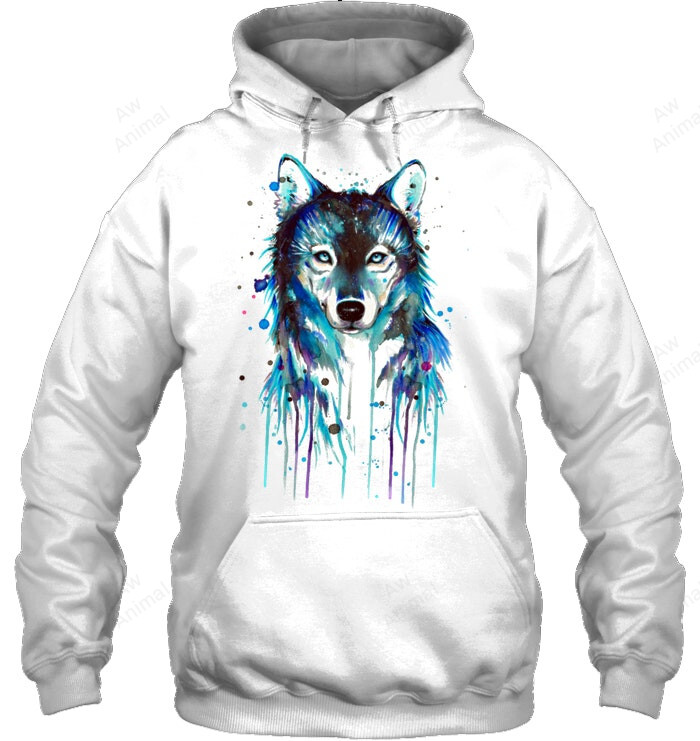 Blue Wolf Painting Sweatshirt Hoodie Long Sleeve