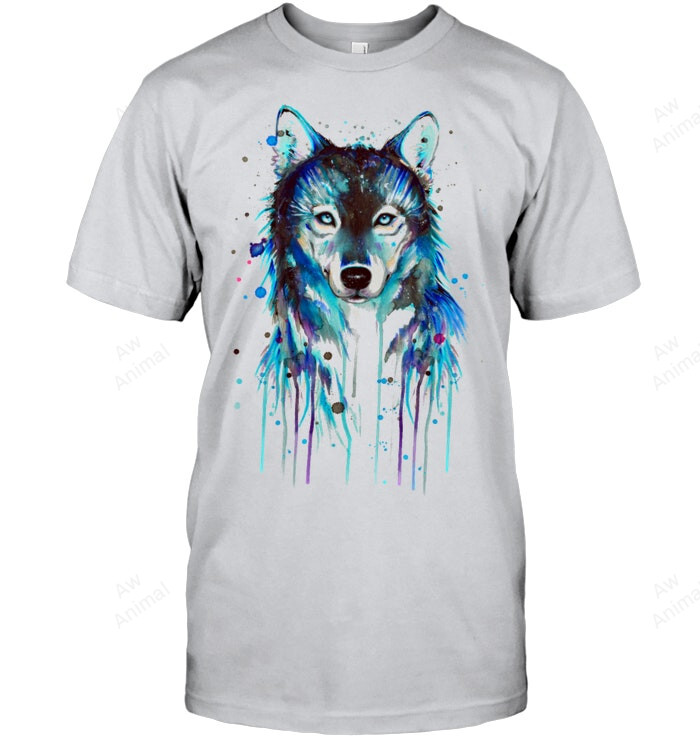 Blue Wolf Painting Men Tank Top V-Neck T-Shirt