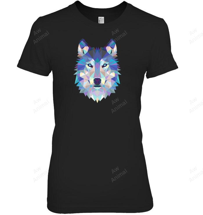 Cool Unique Wolf Geometric Graphic Animal Women Tank Top V-Neck T-Shirt