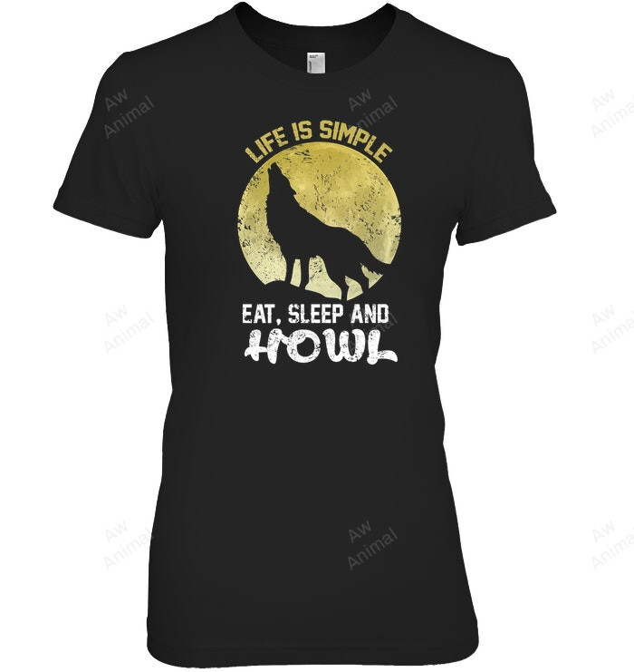 Eat Sleep And Howl Wolf Vintage Grunge Halloween Women Tank Top V-Neck T-Shirt