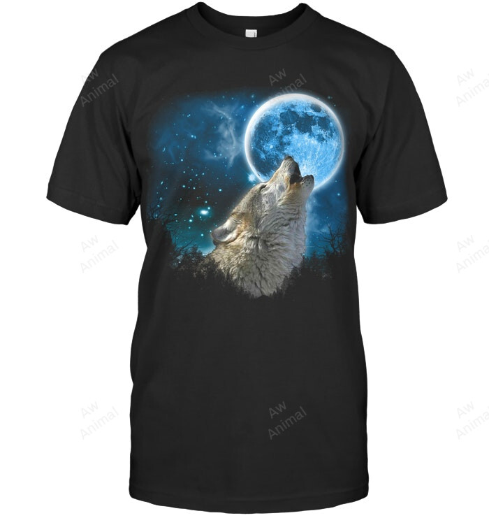 Wolf Howling At The Moon Men Tank Top V-Neck T-Shirt