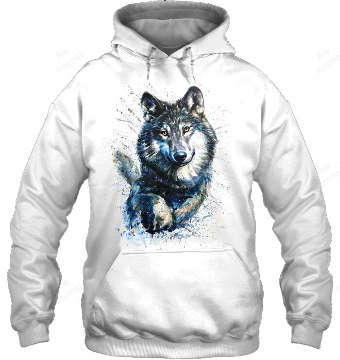 Wolf Watercolor Painting Sweatshirt Hoodie Long Sleeve