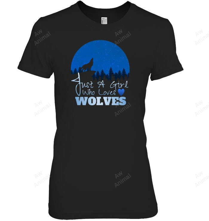 Wolf Hoodie Wolf Art Gift Just A Girl Who Loves Wolves Women Tank Top V-Neck T-Shirt