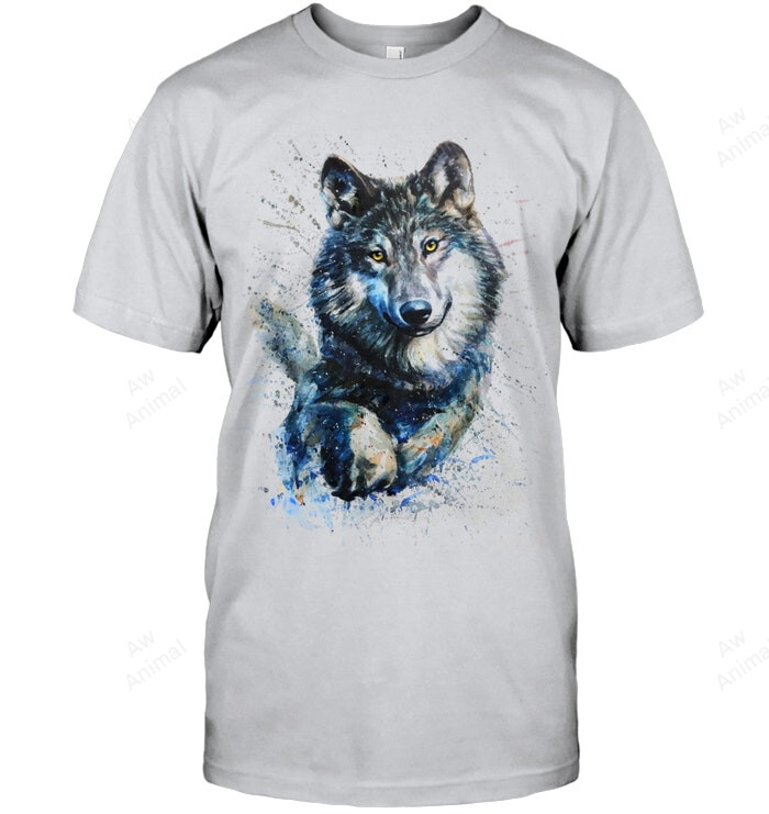 Wolf Watercolor Painting Men Tank Top V-Neck T-Shirt