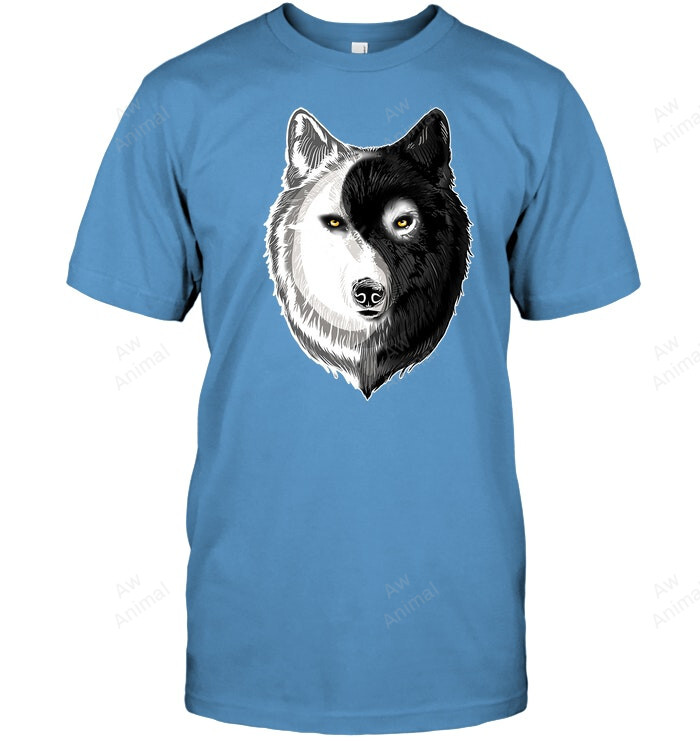 Cute Wolf Shirt Yin Yang Shirt Tribal Wolf Men Tank Top V-Neck T-Shirt