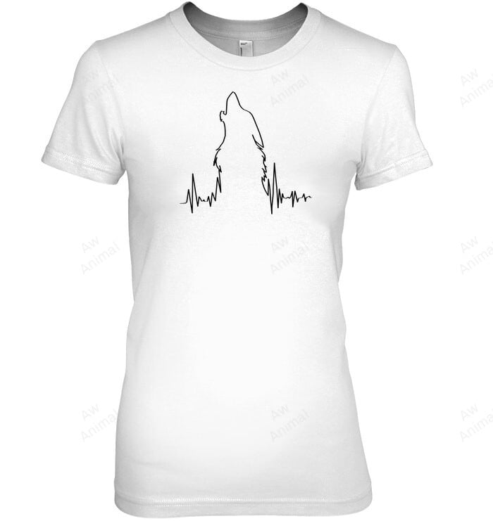 Howling Wolf Heartbeat Shirt Spirit Animal Dark Graphic Women Tank Top V-Neck T-Shirt