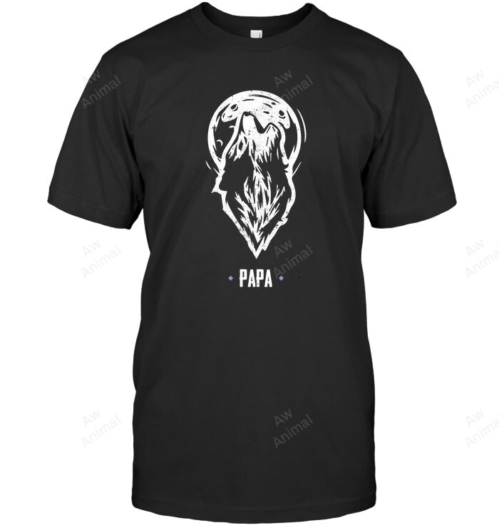 Wolf Pack Tshirts Papa Best Father Ever Howling Moon Men Tank Top V-Neck T-Shirt