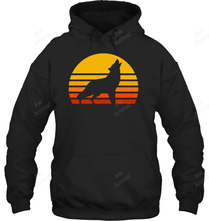 Vintage Wolf Sunset Retro Sweatshirt Hoodie Long Sleeve