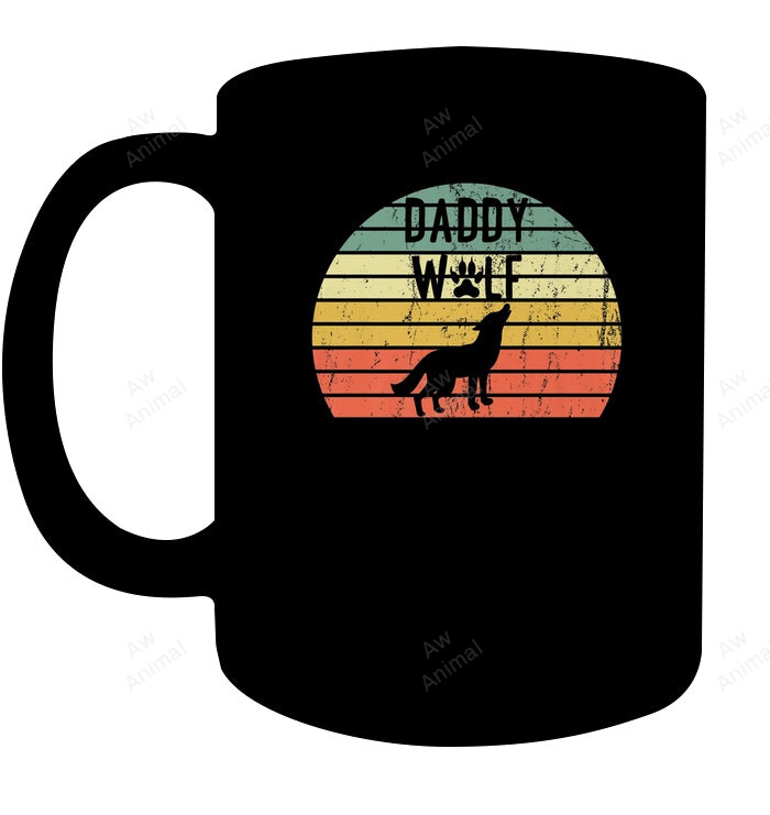 Mens Retro Daddy Wolf Shirt Father's Day Gift From Wife Kids Premium T Shirt Mug