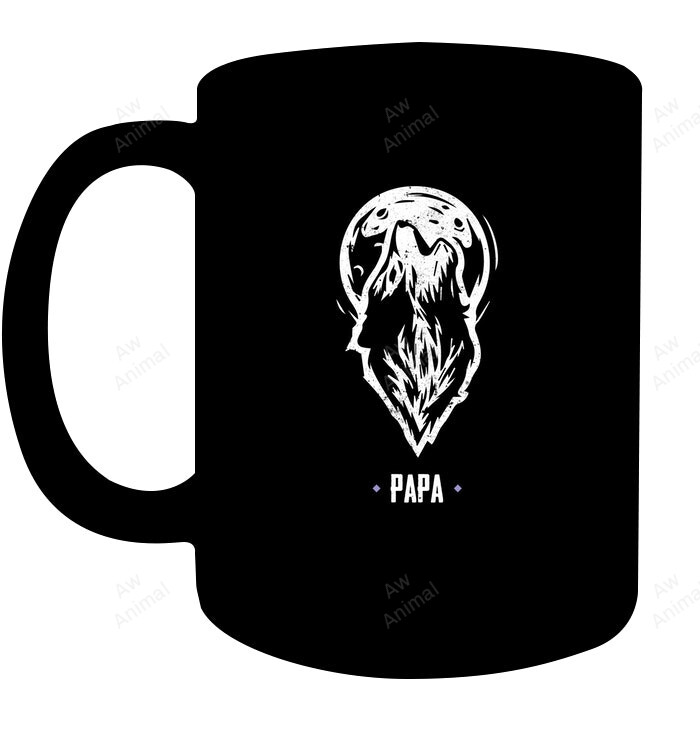 Wolf Pack Tshirts Papa Best Father Ever Howling Moon Tee Mug