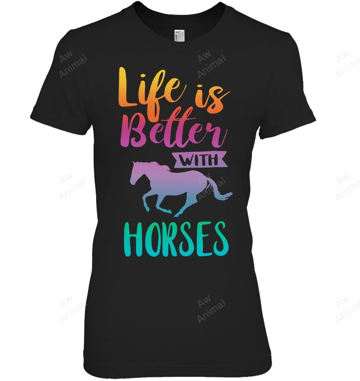 Cute Life Is Better With Horses Women Tank Top V-Neck T-Shirt