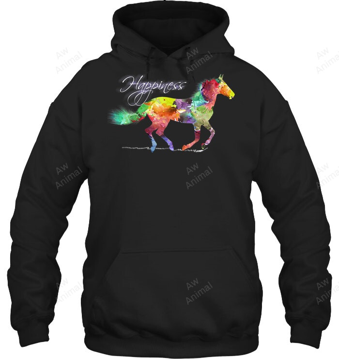 Horse Happiness Watercolor Art Sweatshirt Hoodie Long Sleeve