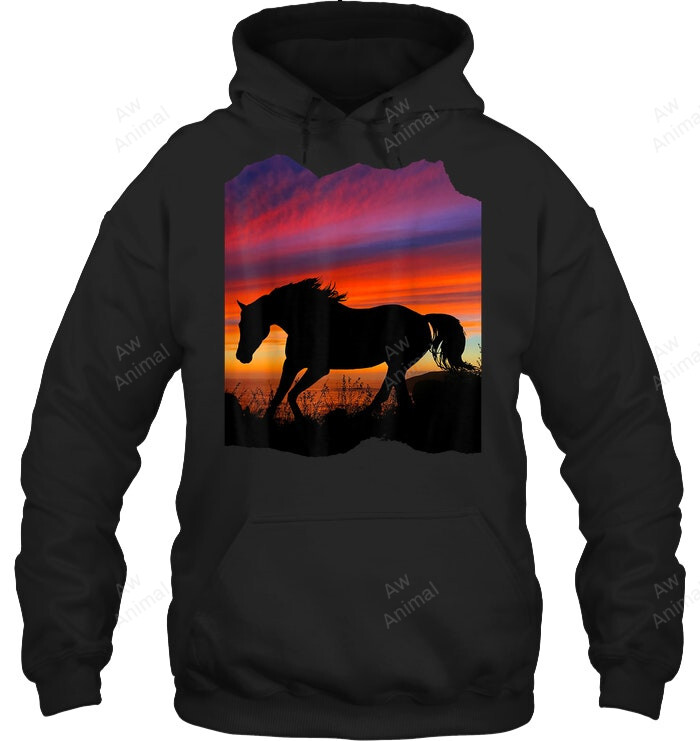 Beautiful Arabian Horse Sunset Silhouette Sweatshirt Hoodie Long Sleeve
