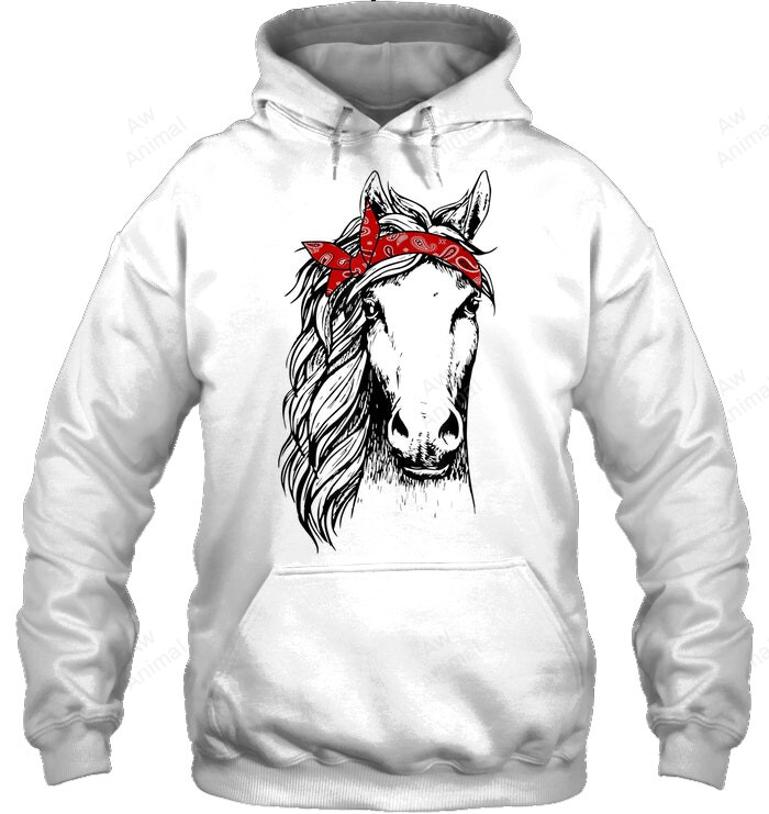 Horse Bandana For Horseback Riding Horse Lover Sweatshirt Hoodie Long Sleeve