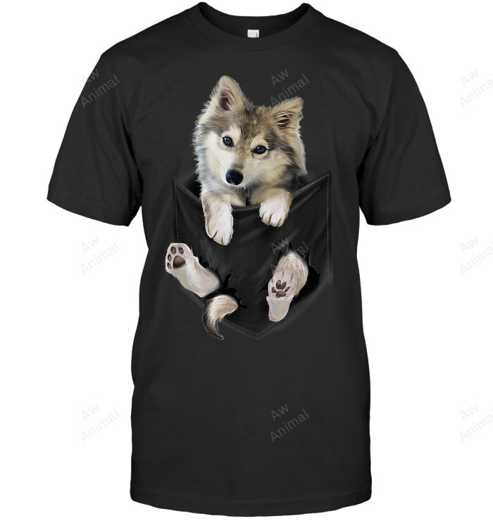 Wolf White Pup In Pocket Men Tank Top V-Neck T-Shirt