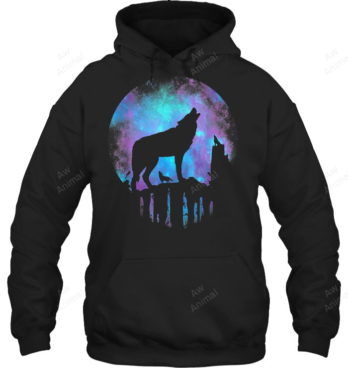 Wolf Galaxy Moon Sweatshirt Hoodie Long Sleeve