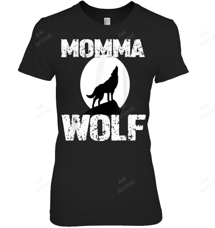Momma Wolf Shirt Matching Family Tribe Wolves Moon Mom Mum Women Tank Top V-Neck T-Shirt
