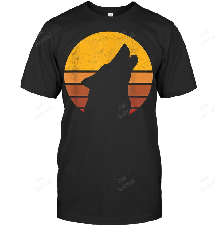 Wolf Vintage Sunset Trendy Animal Silhouette Graphic Men Tank Top V-Neck T-Shirt