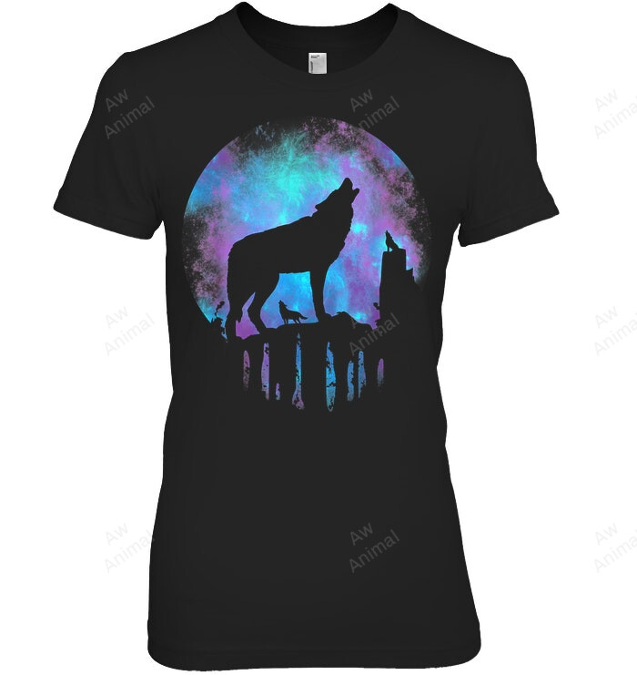 Wolf Galaxy Moon Women Tank Top V-Neck T-Shirt